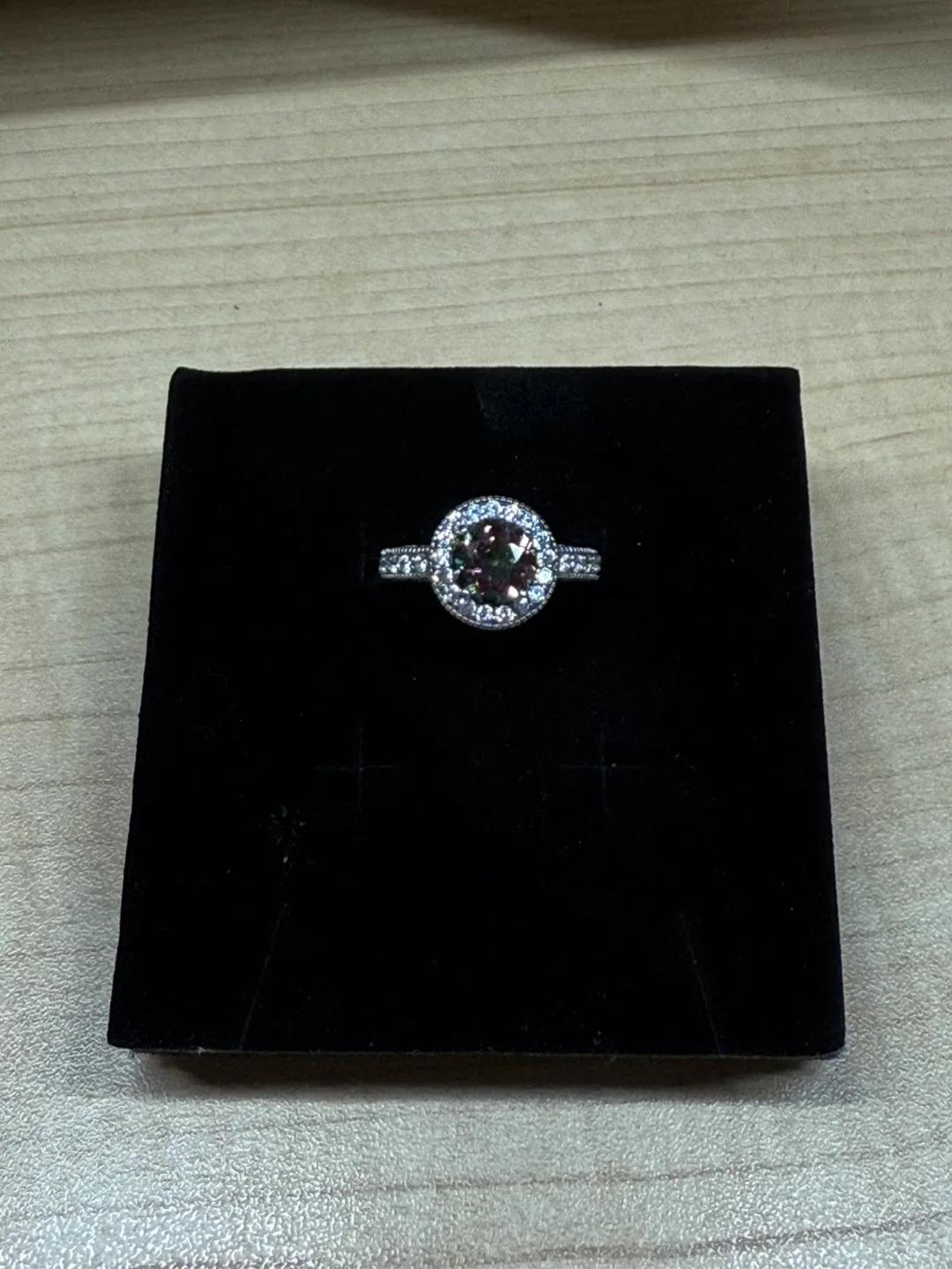 925 Silver halo ring with Mystic Topaz and crystals