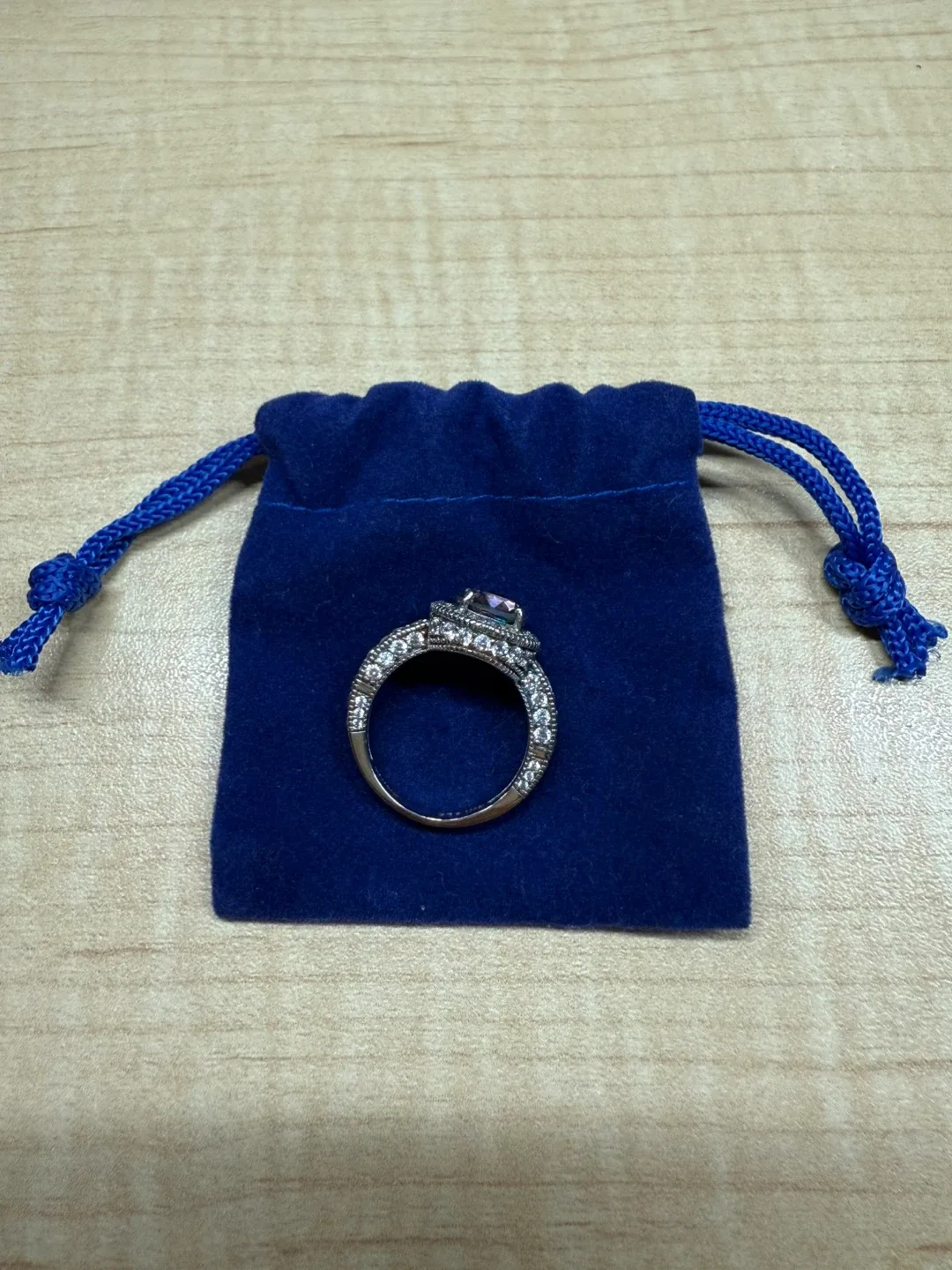 925 Silver halo ring with Mystic Topaz and crystals image indicator(7)