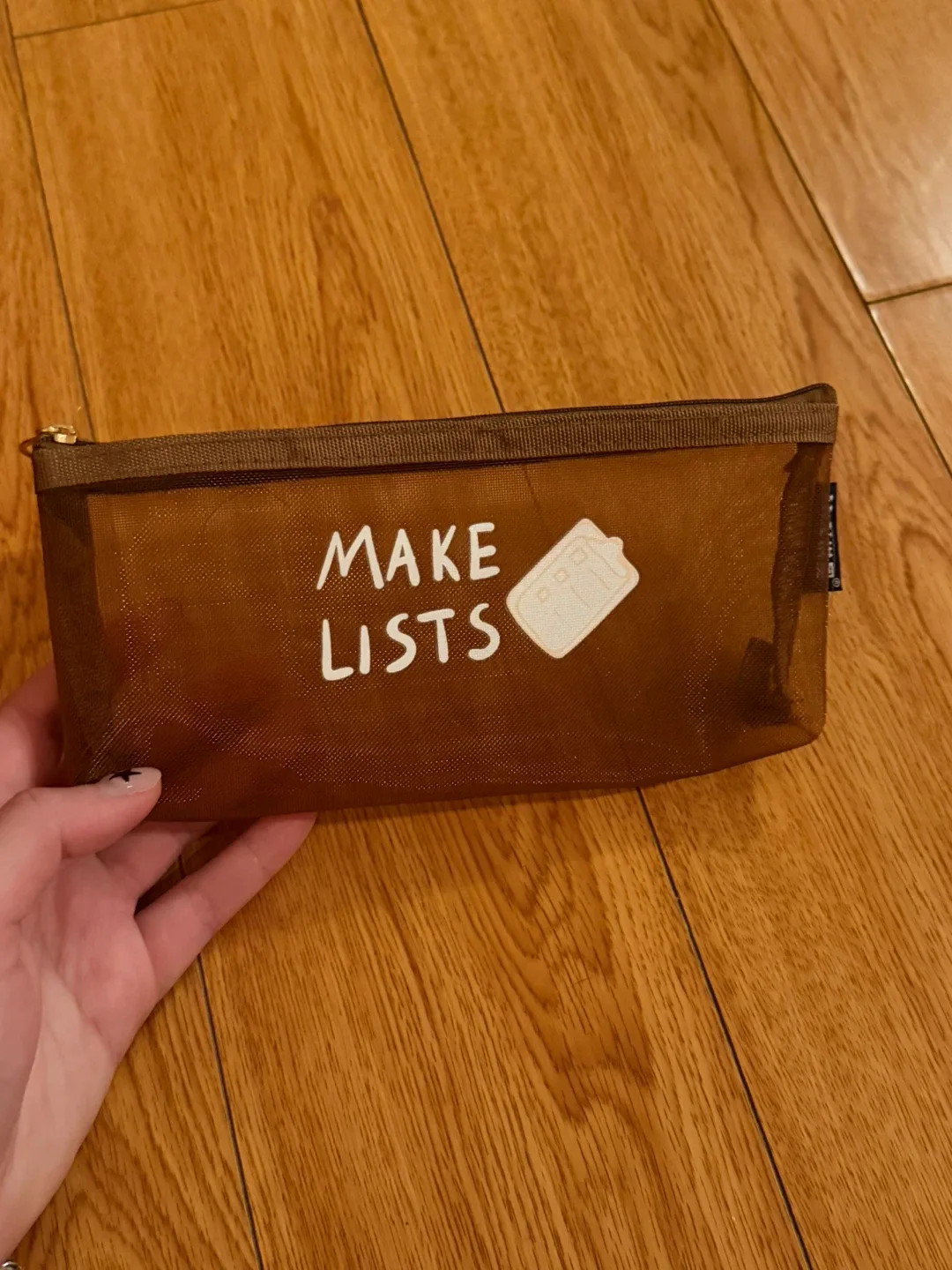 Brown 'Make Lists' Pencil Case