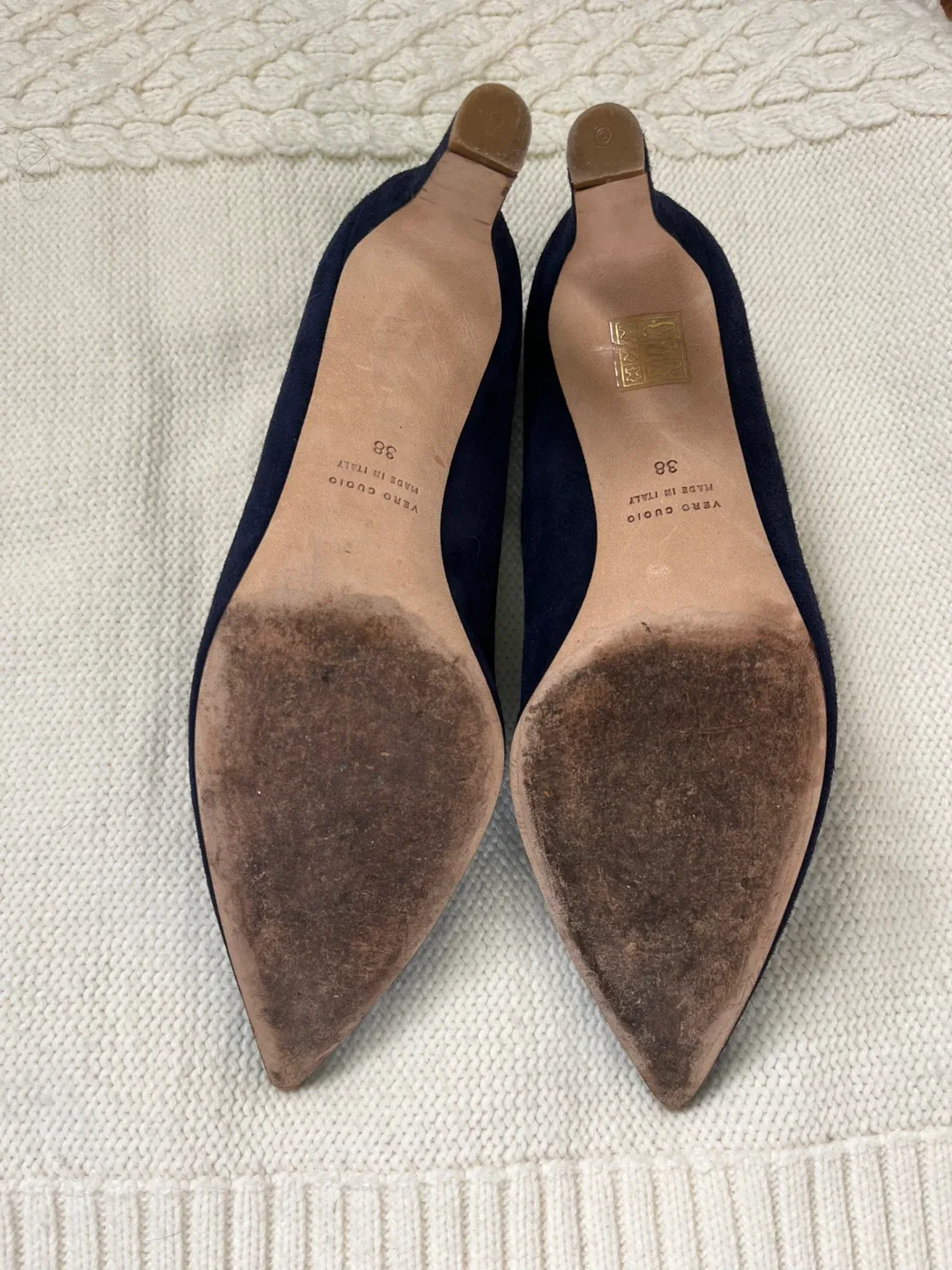 David’s blue suede heels image indicator(3)