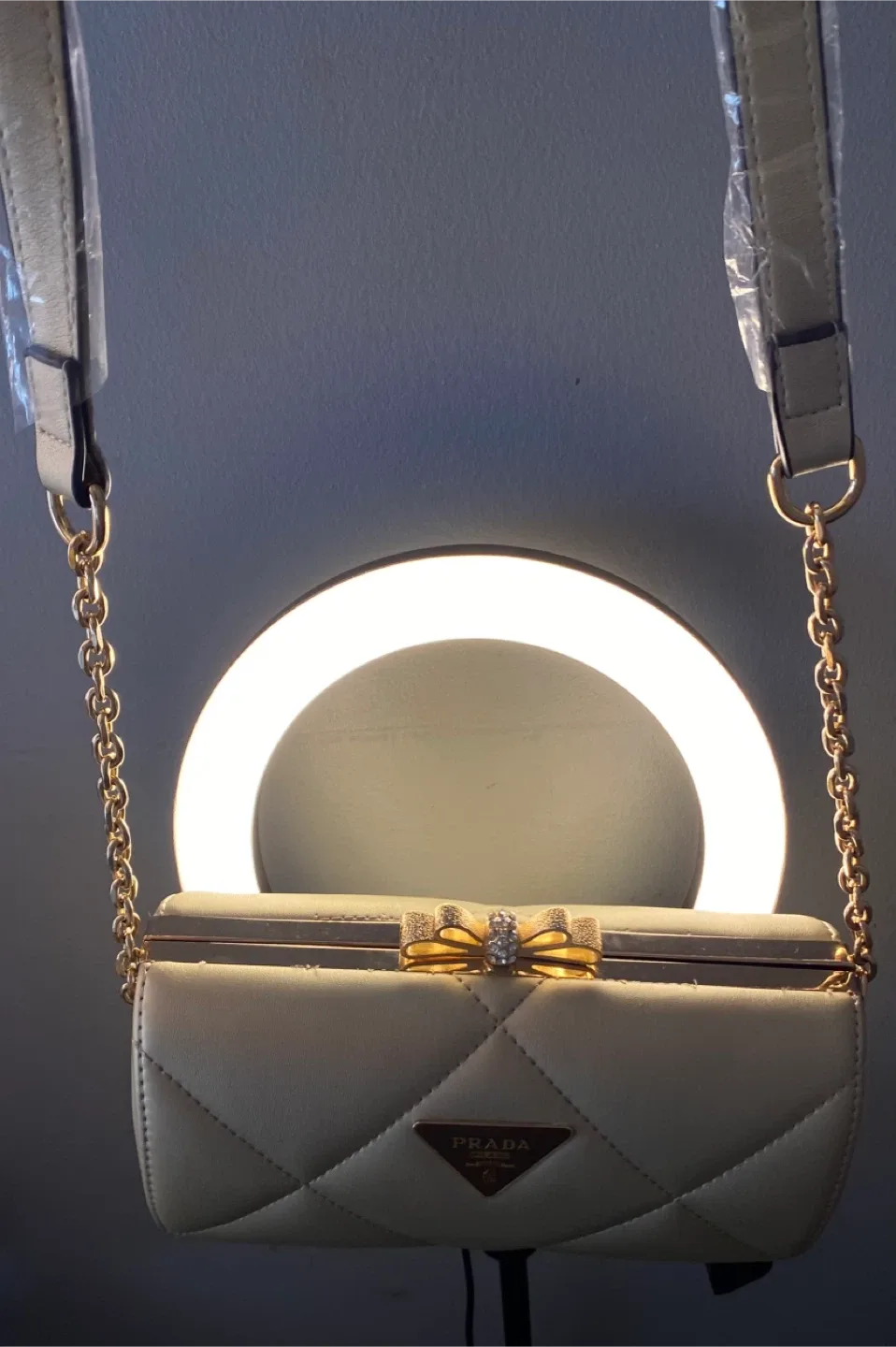 Prada White Quilted Shoulder Bag image indicator(4)