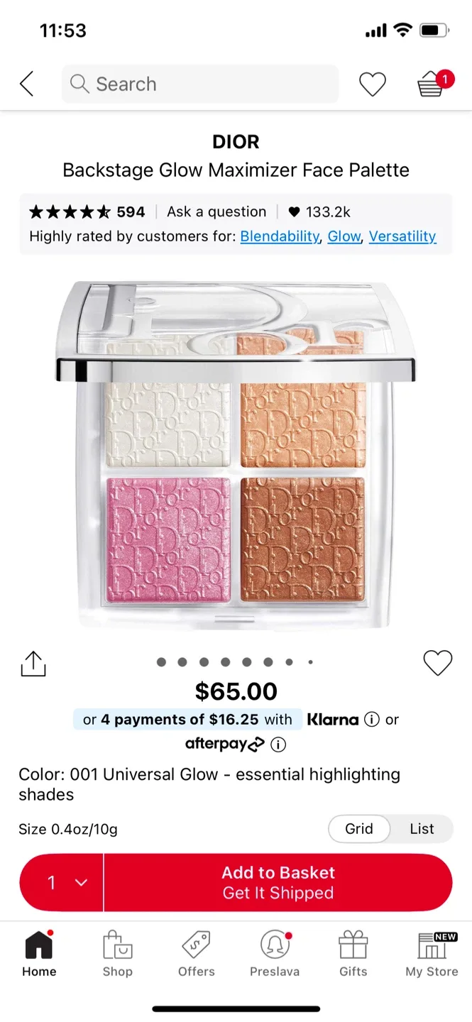 Dior Backstage Glow Maximizer Face Palette