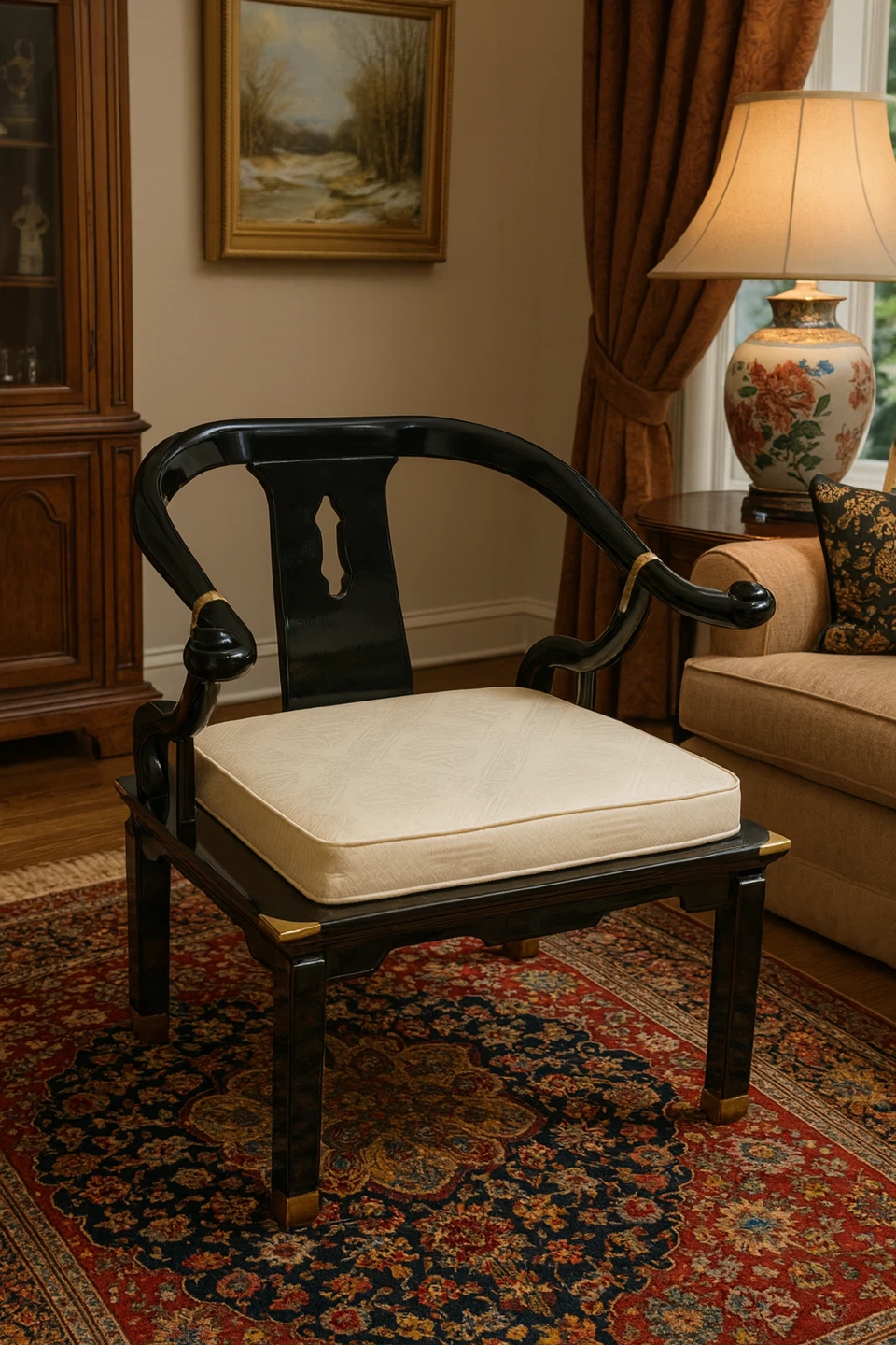 Black Lacquered Chinese Chippendale Chair
