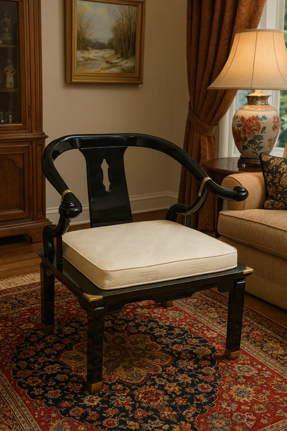 Black Lacquered Chinese Chippendale Chair