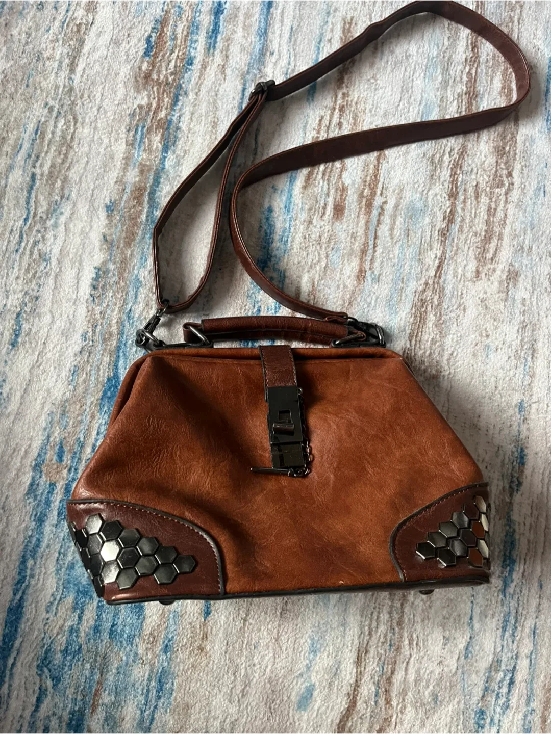 Brown Leather Doctor's Bag Style Purse