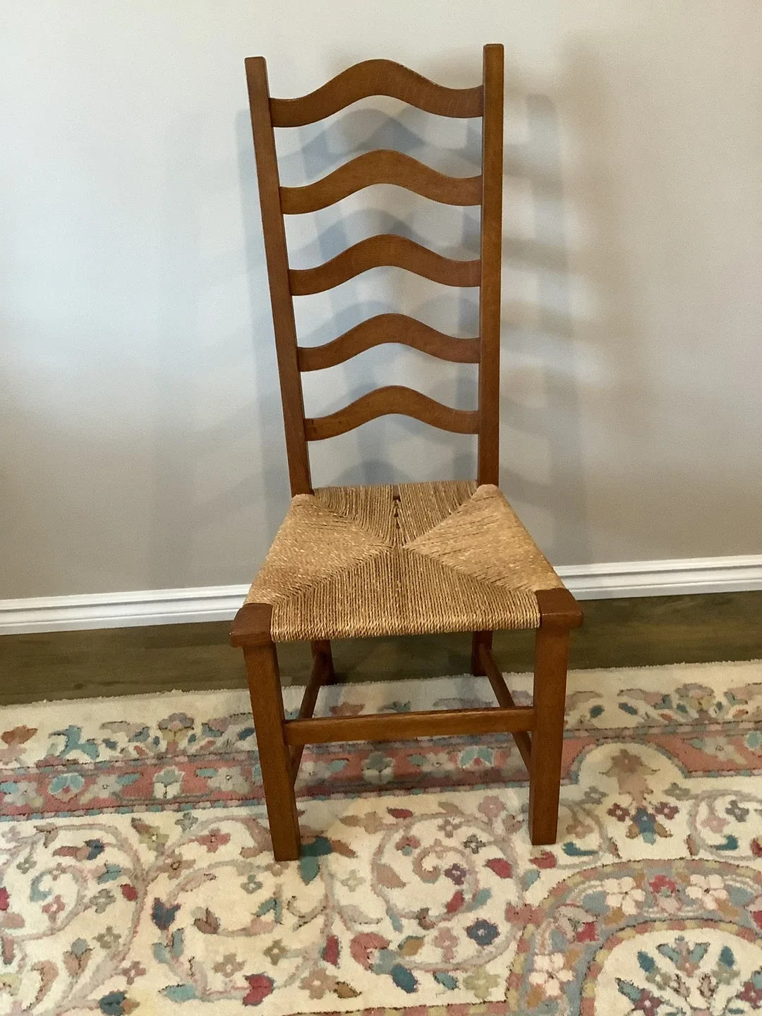 Wooden Ladderback Chair with Woven Seat