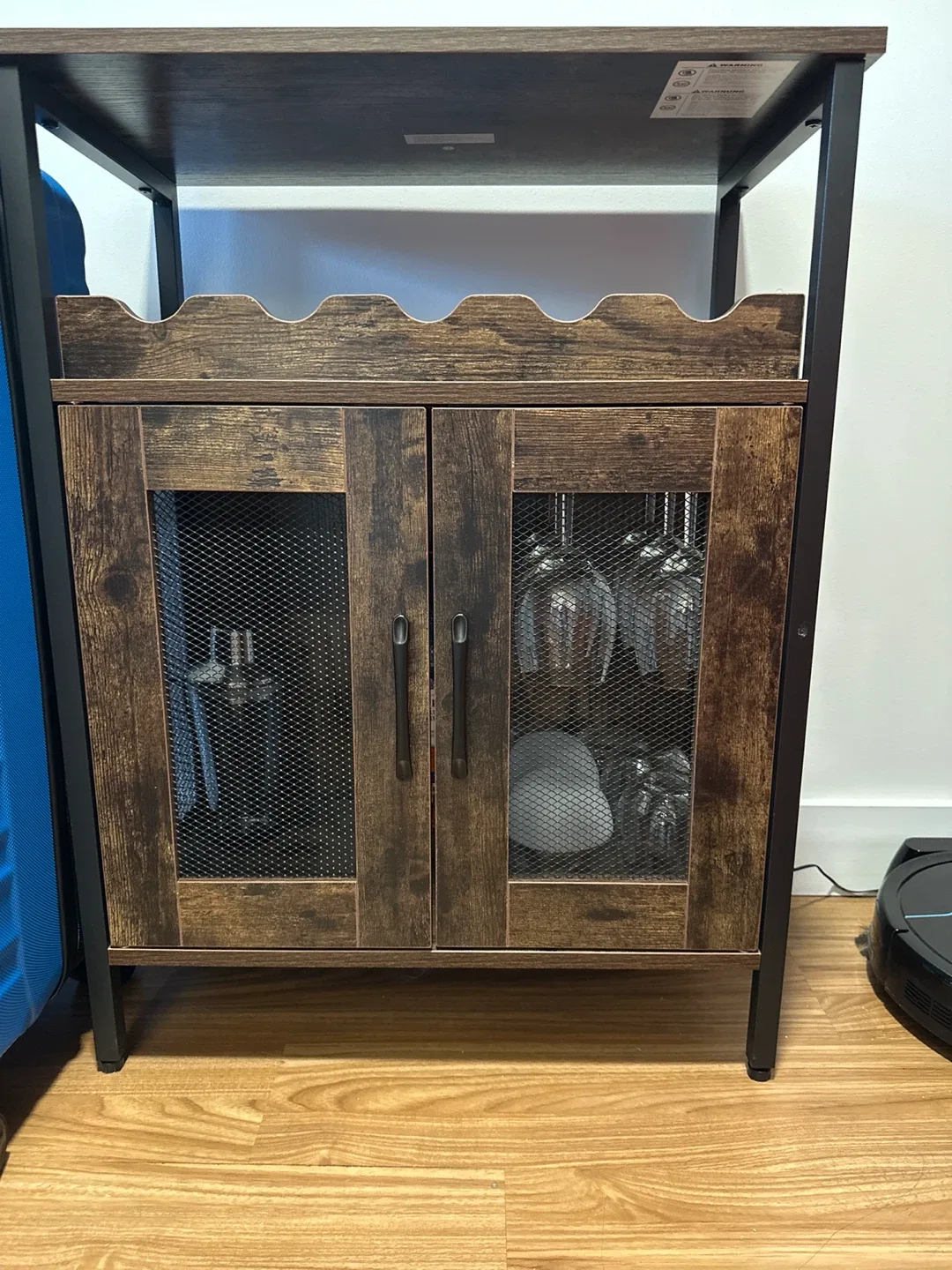 Rustic Brown Bar Cabinet with Wine Rack
