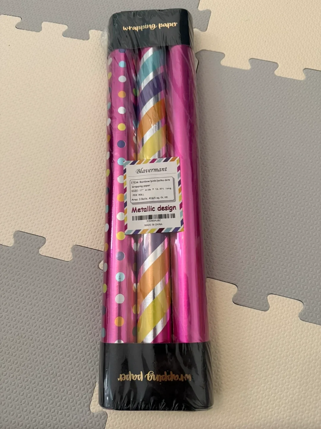 Rainbow/Pink Metallic Wrapping Paper