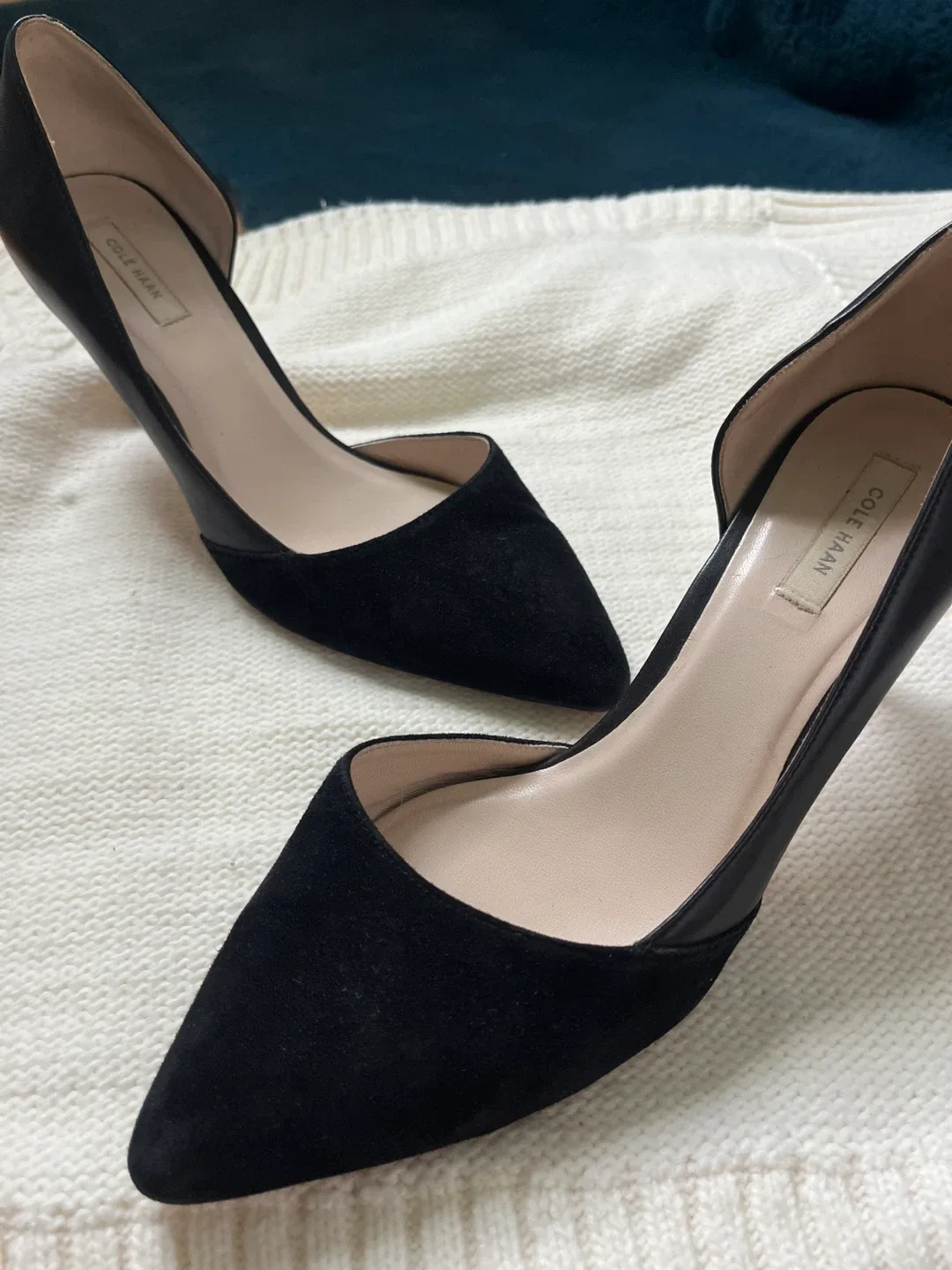 Cole Haan leather suede mix heel image indicator(2)