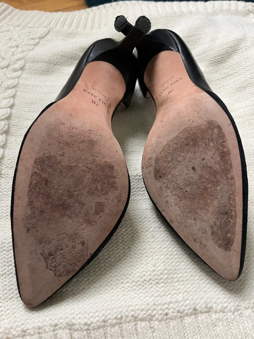 Cole Haan leather suede mix heel image indicator(4)