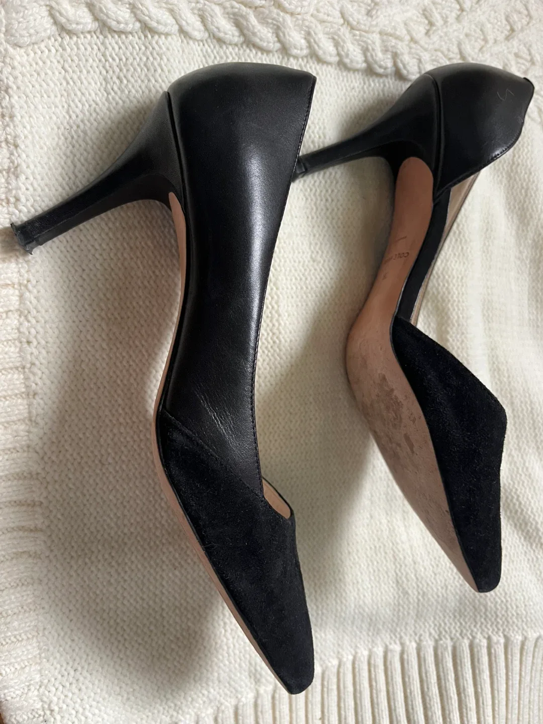 Cole Haan leather suede mix heel image indicator(3)