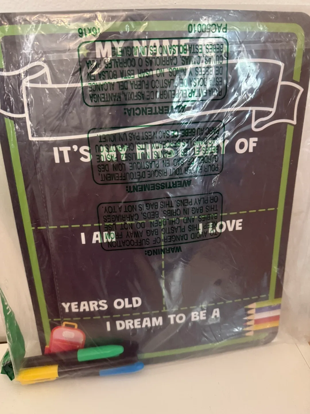 New First & Last Day Chalkboard w/ Markers