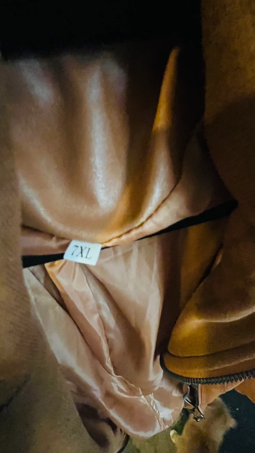 Brown PU Leather Jacket - Size 7XL FITS like 2X - photo 2