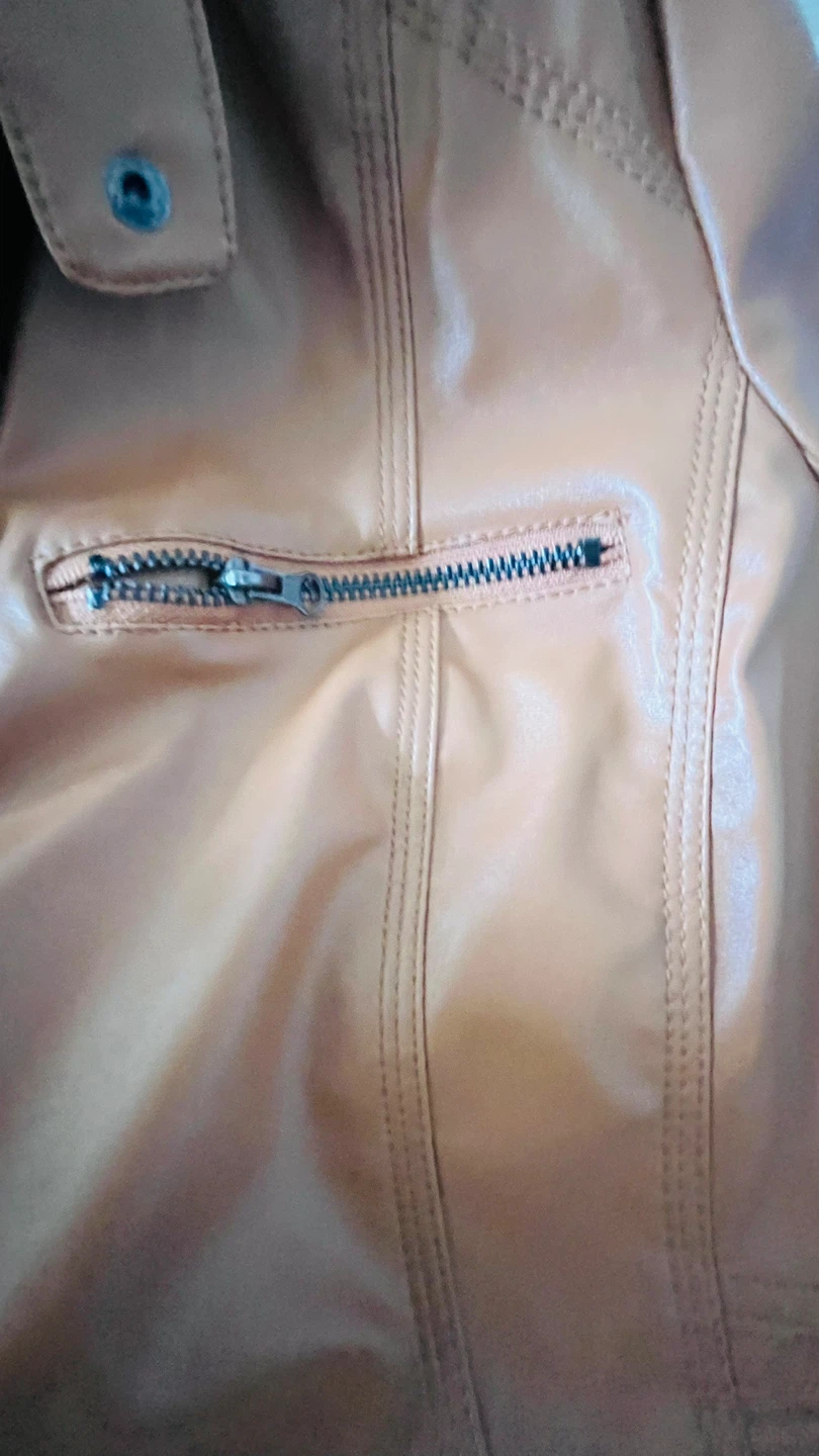 Brown PU Leather Jacket - Size 7XL FITS like 2X - photo 4