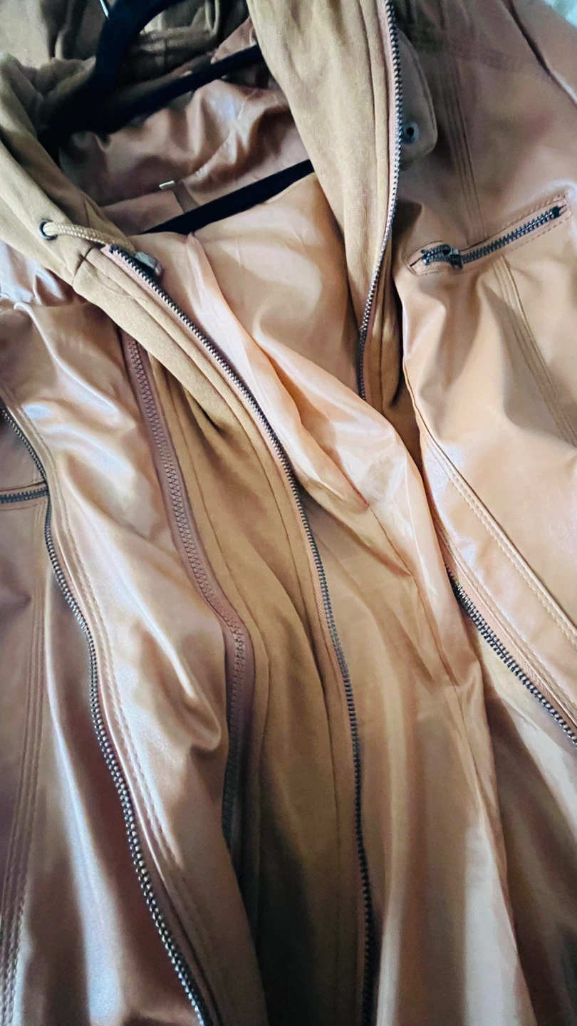 Brown PU Leather Jacket - Size 7XL FITS like 2X - photo 3