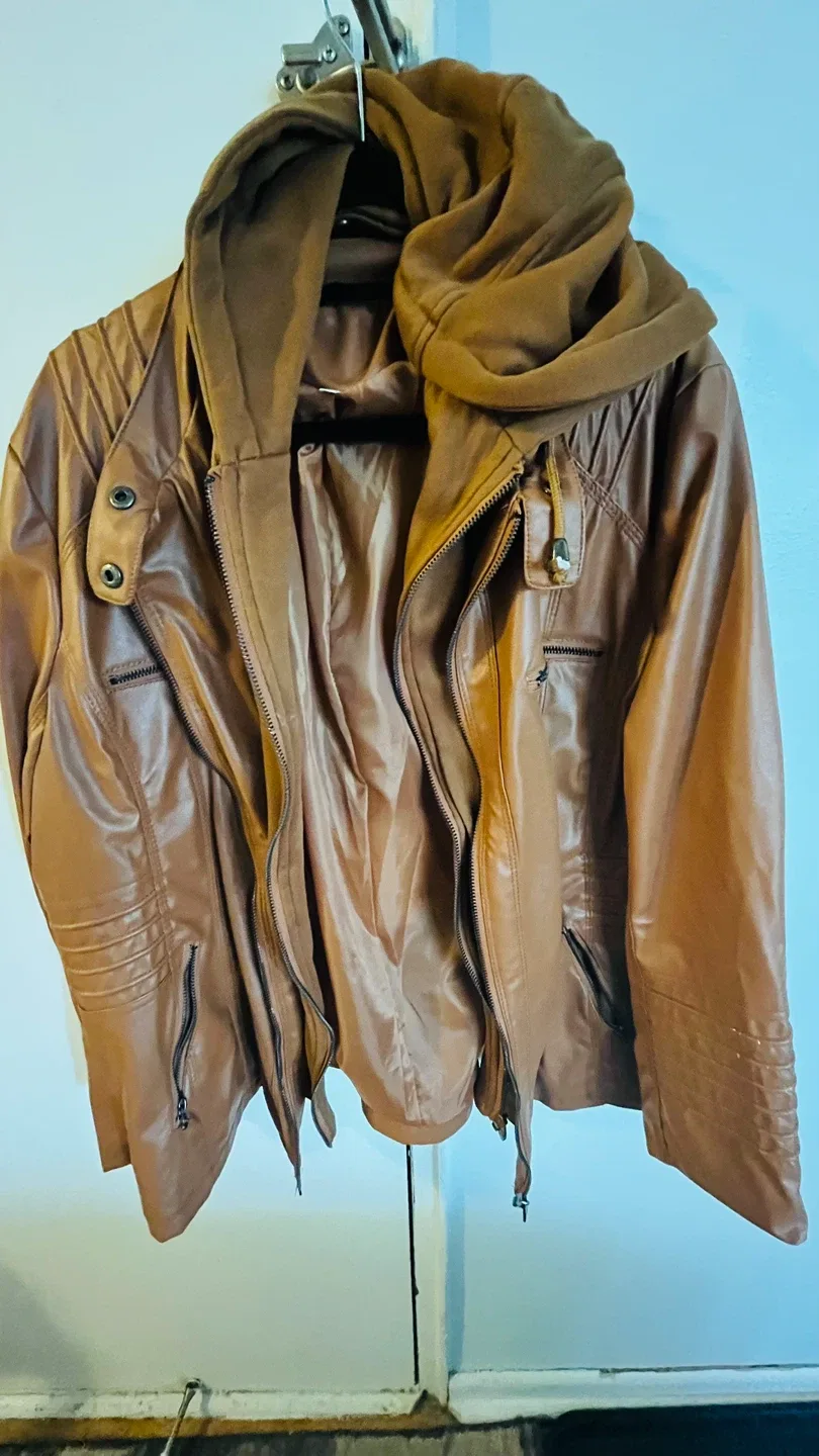 Brown PU Leather Jacket - Size 7XL FITS like 2X
