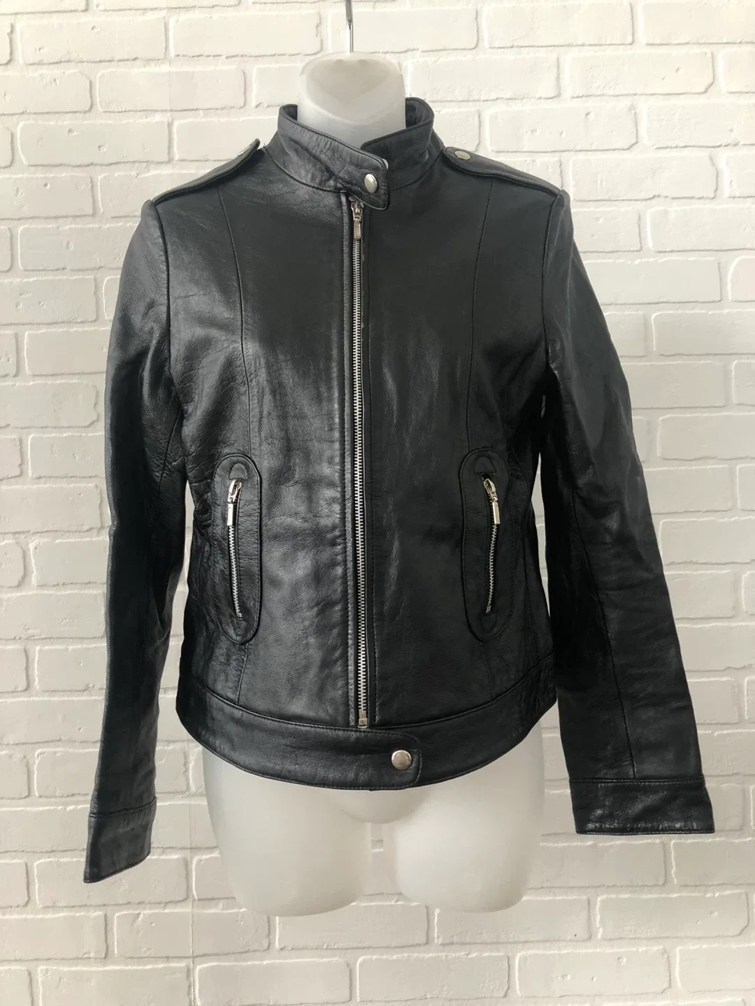 Black Leather Jacket - XS