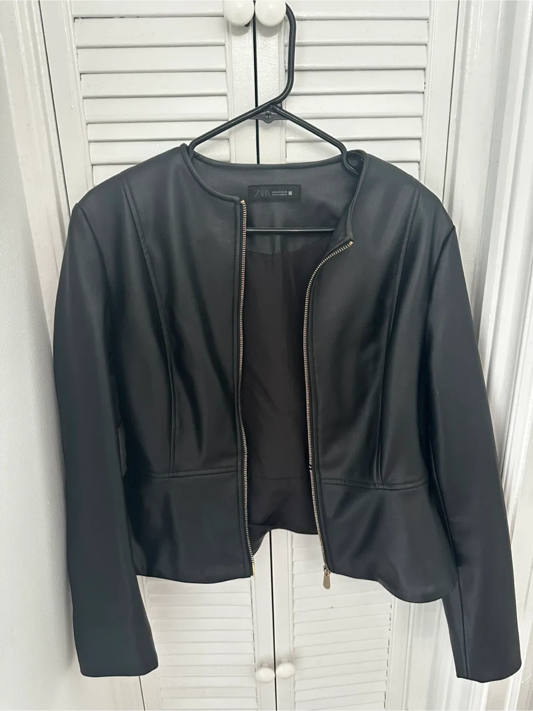 Zara Black Faux Leather Jacket - Size M