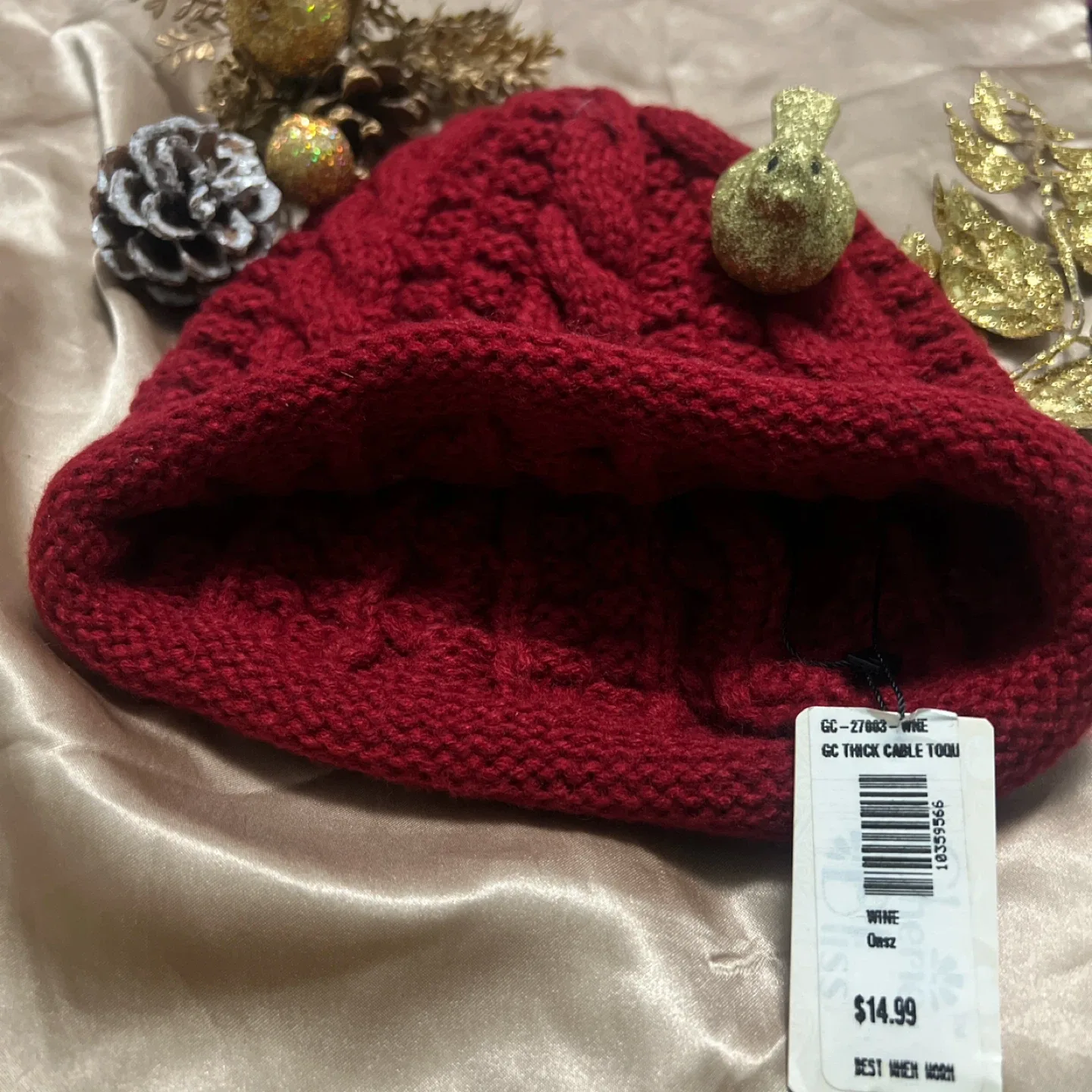 Wine Red Knit Beanie