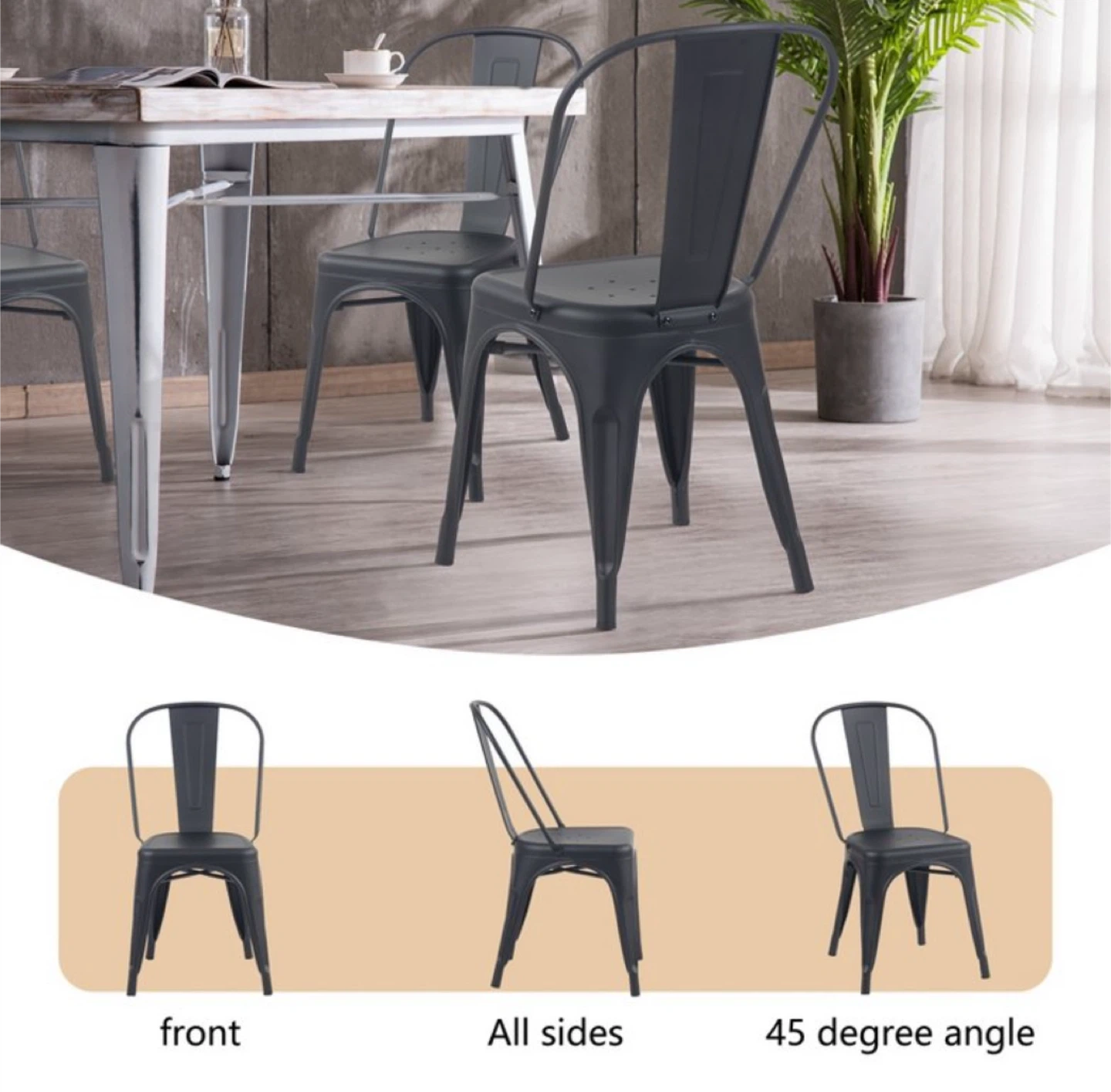 Black Metal Dining Chairs – Set of 4 - photo 5