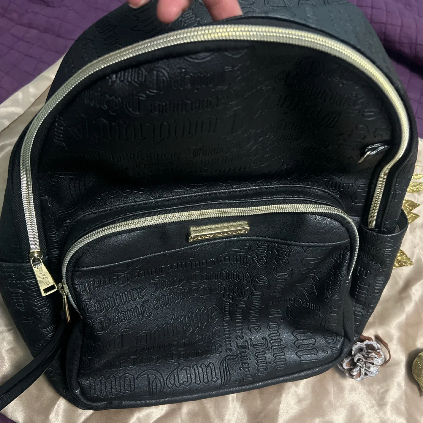 Juicy Couture Black Embossed Backpack