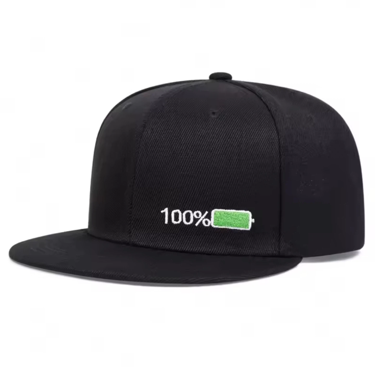 Black Baseball Cap with Battery Design