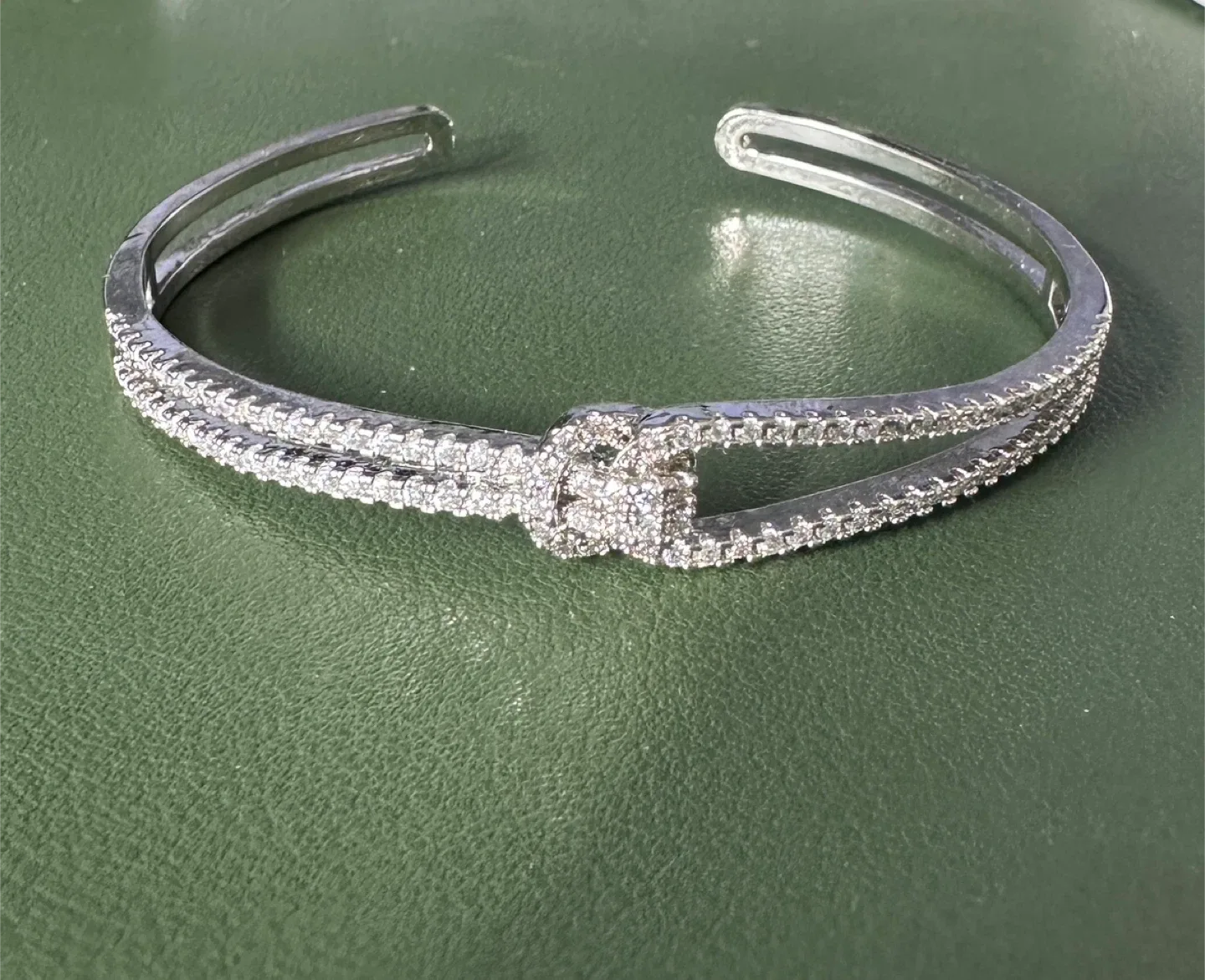 Silver Tone Knot Bangle Bracelet - New - $10