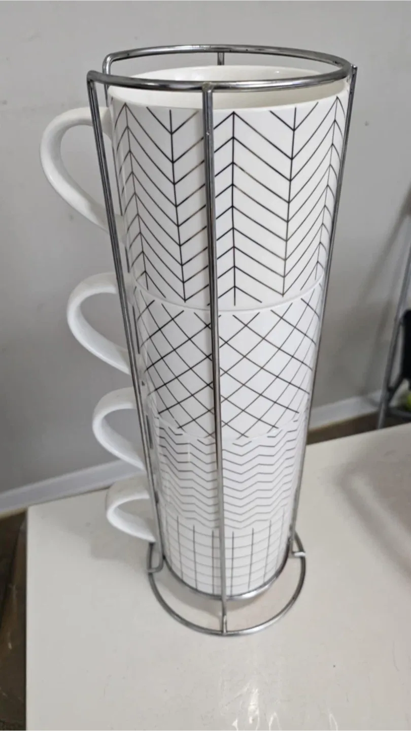 Coffee Mugs with Metal Stand