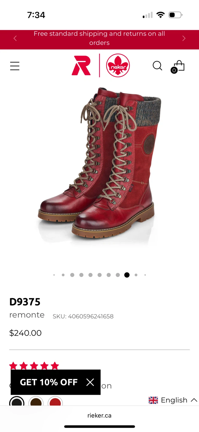 Remonte Red Leather Boots - Size 38