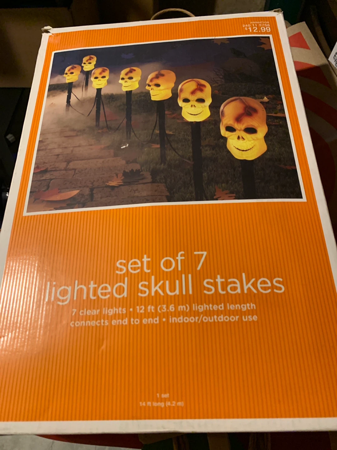 Set of 7 Lighted Skull Stakes