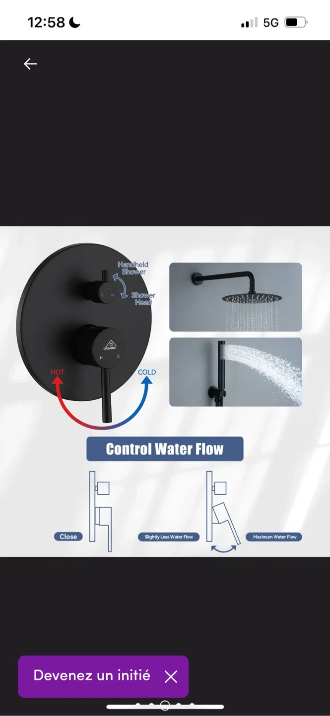 New CASAINC Matte Black Shower System image indicator(7)