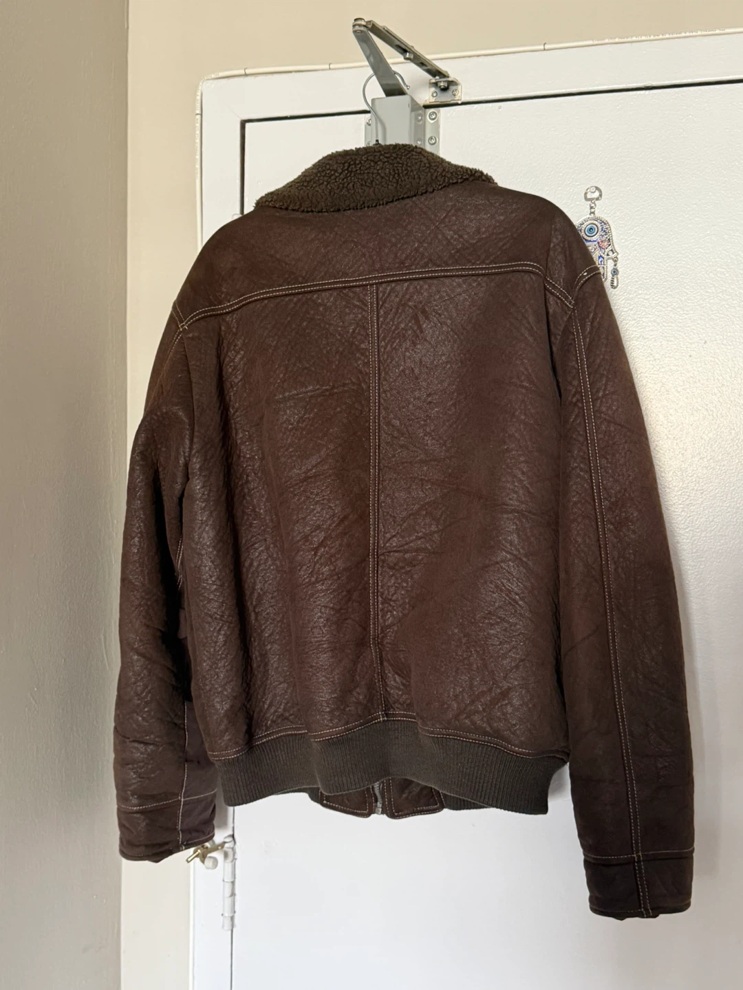 Access Brown Leather Bomber Jacket - photo 2