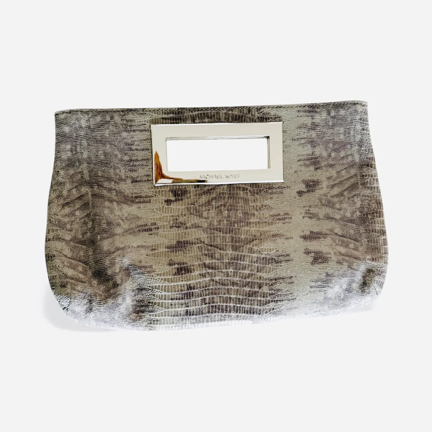 Michael Kors Berkley Clutch – Snakeskin Embossed Metallic