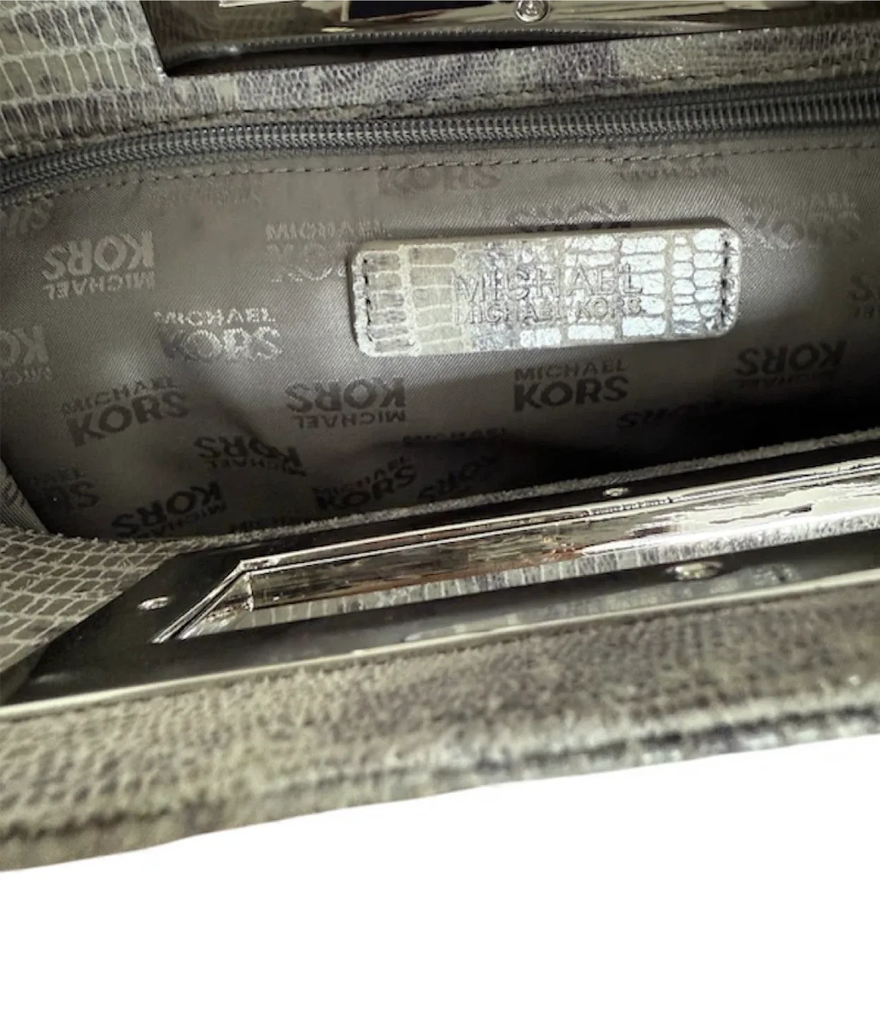 Michael Kors Berkley Clutch – Snakeskin Embossed Metallic image indicator(3)