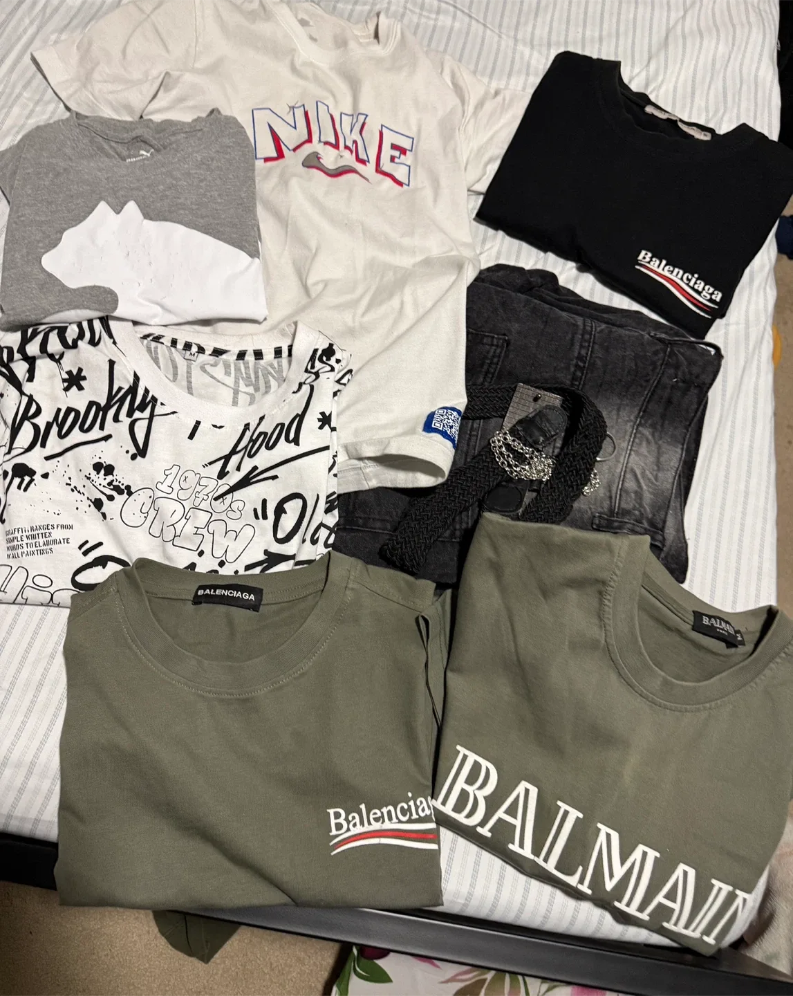 Assorted T-Shirts: Nike, Puma, Balenciaga, Balmain