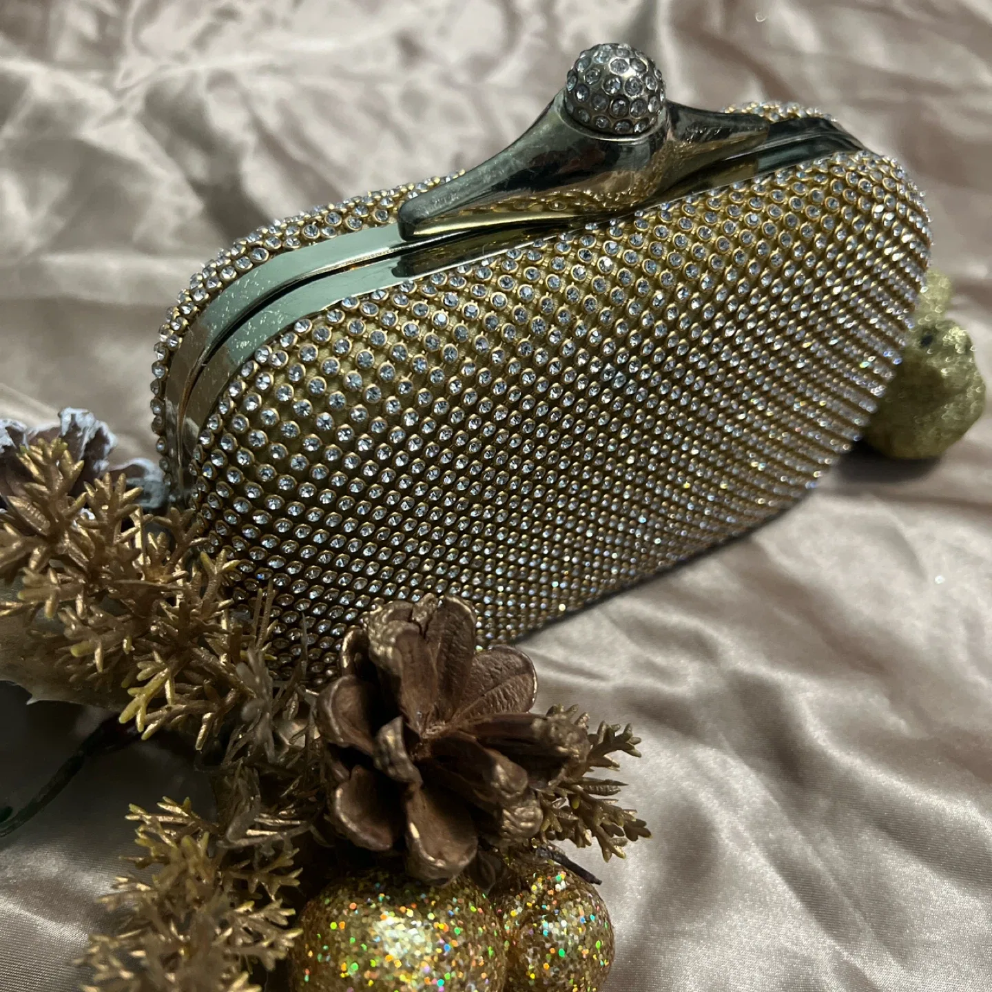 Gold Rhinestone Clutch Purse