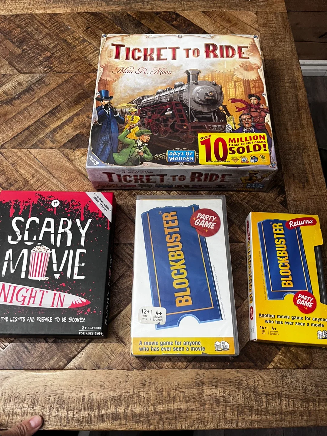 Ticket to Ride, Blockbuster, Scary Movie Board Games
