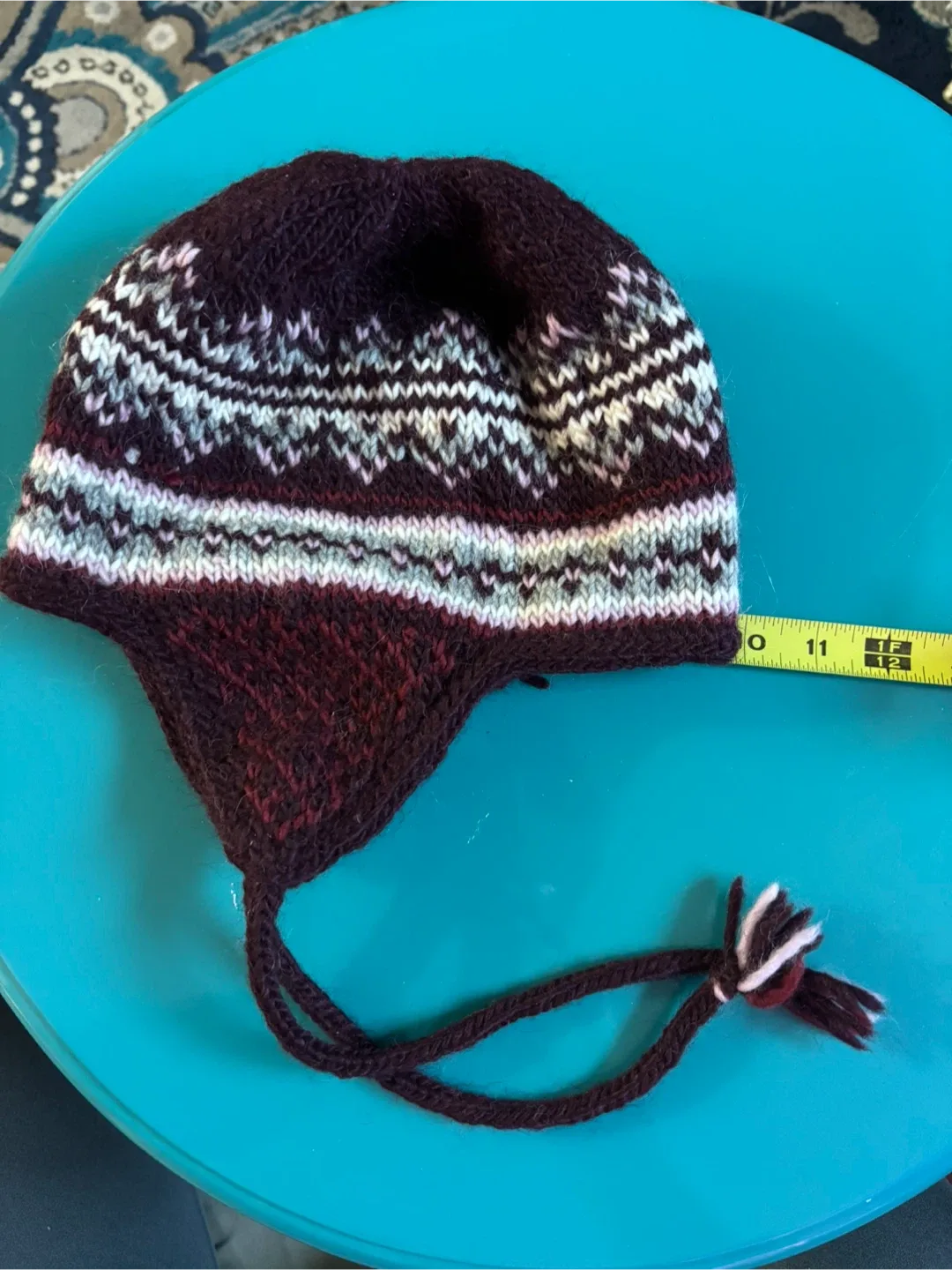 Hand-Knitted Marano Wool Burgundy Winter Hat