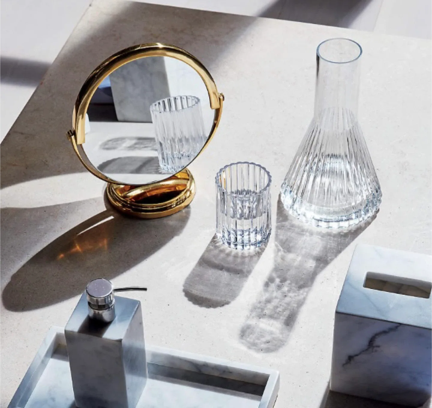 CB2 Aleric Ribbed Glass Carafe And Cup (donating next weekend!) image indicator(2)