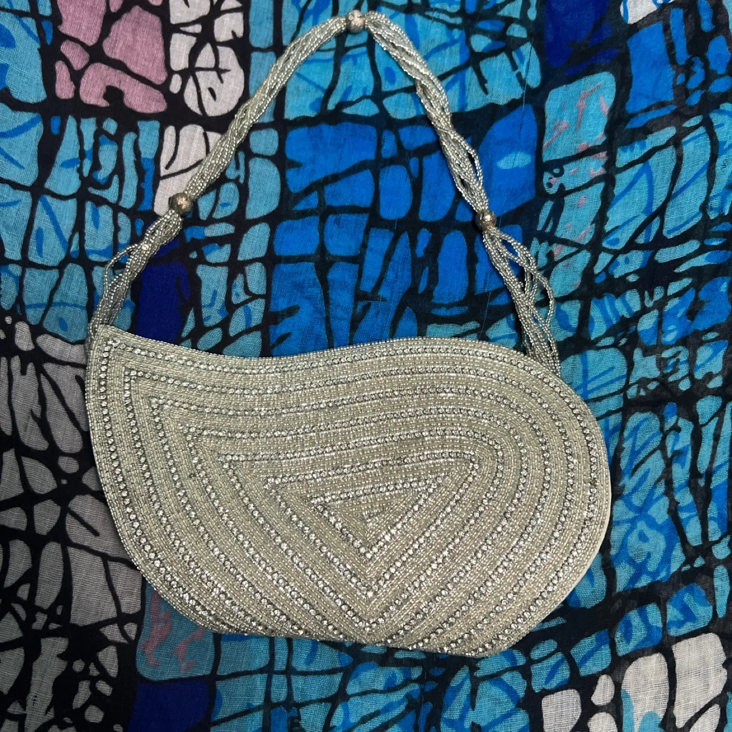 Silver Beaded Evening Bag