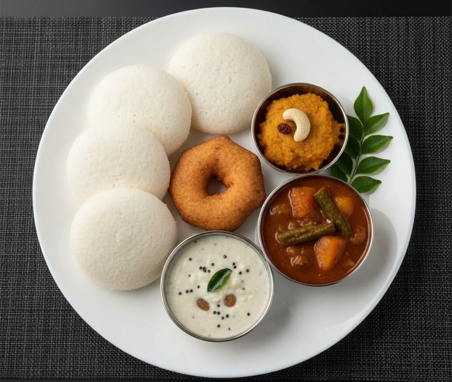 Traditional Idli Vada Combo with Sweet Kesari