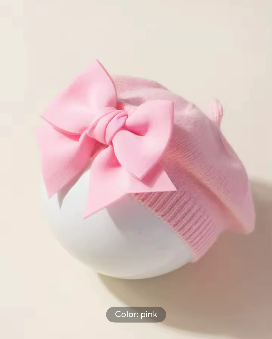 Baby/Toddler Pink Bow Beret Hat - photo 4