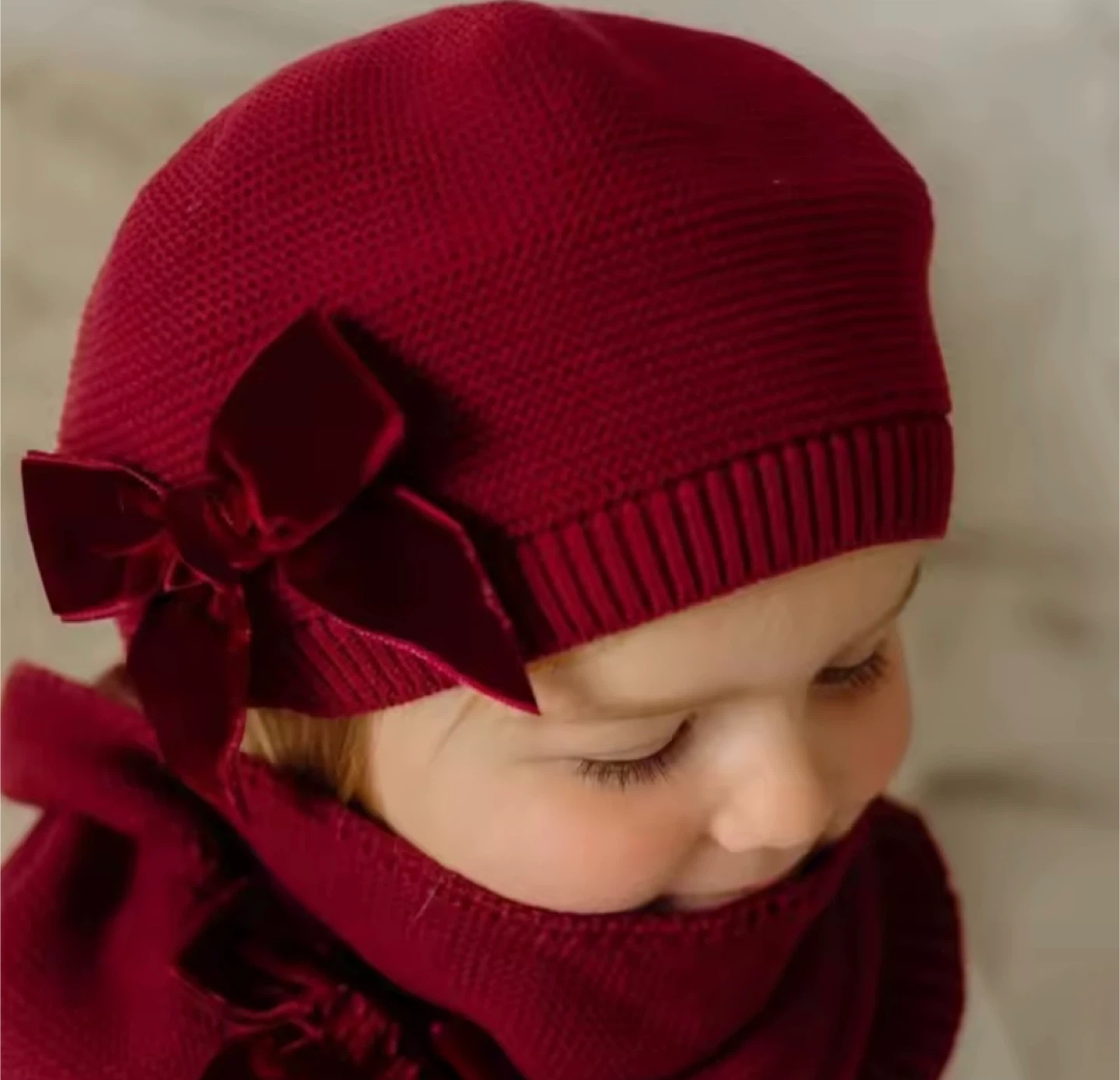 Baby/Toddler Pink Bow Beret Hat
