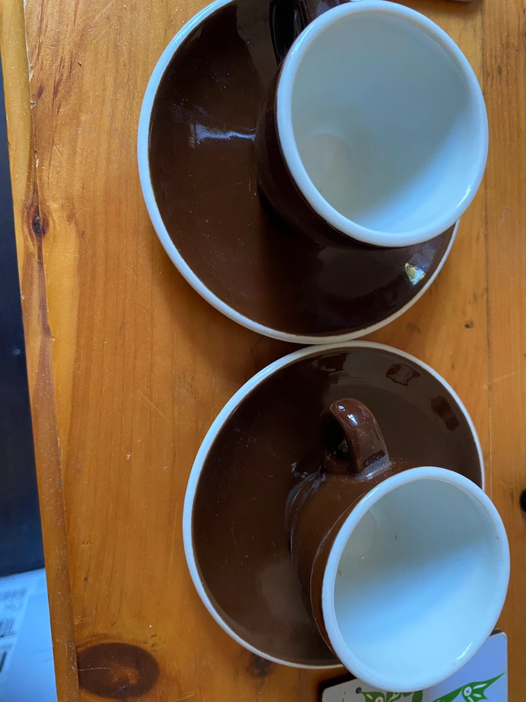Espresso Cups & Saucers - Brown