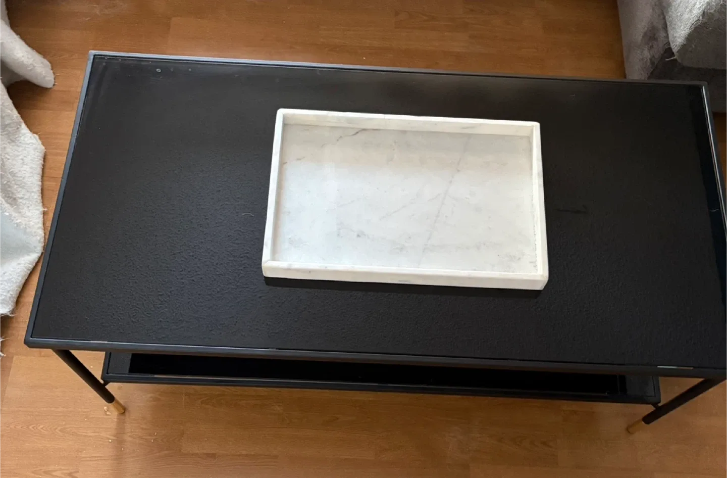 Black Coffee Table with Marble Tray