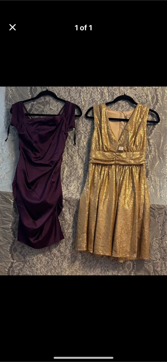 Two Dresses: Purple & Gold