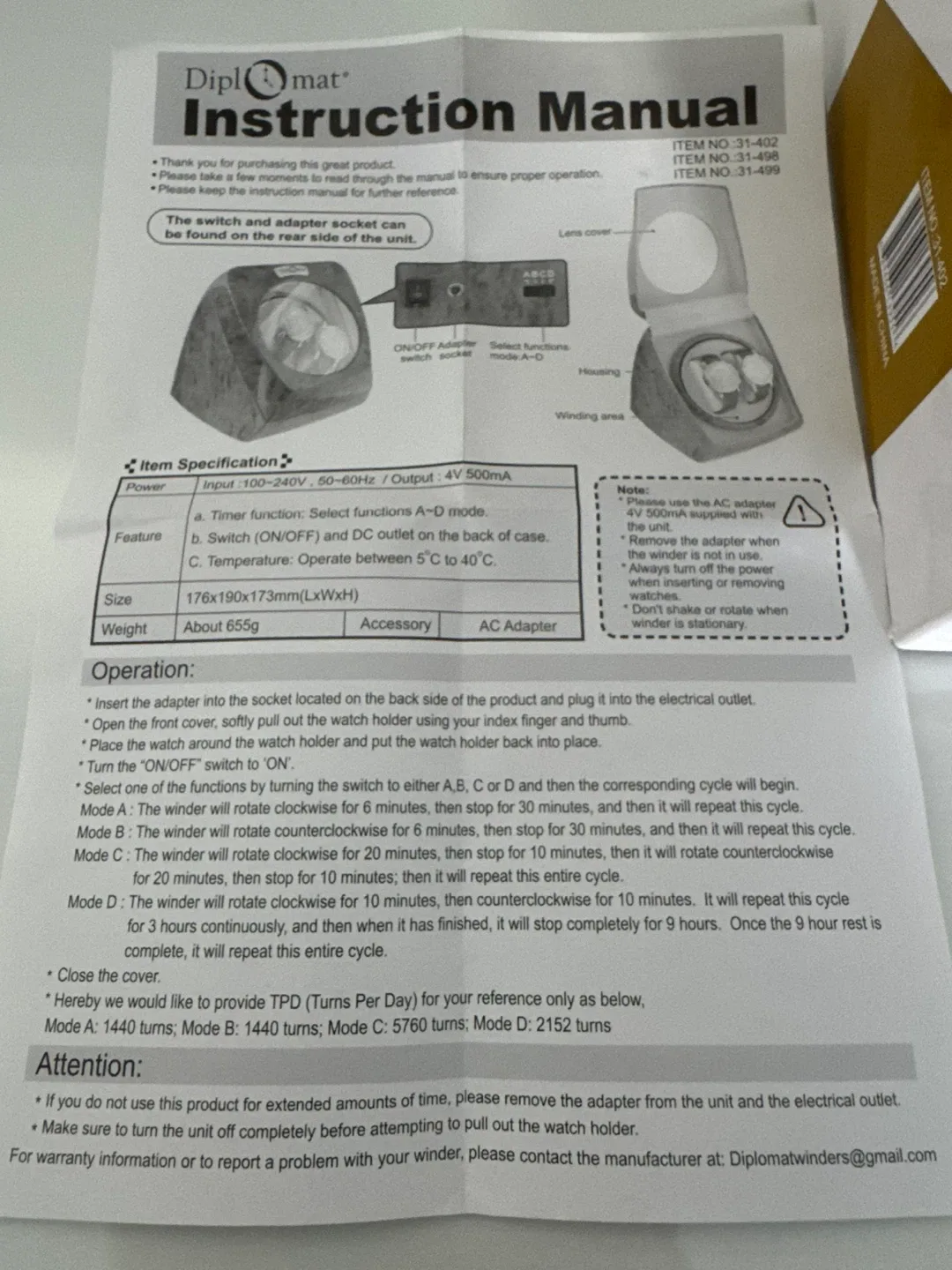 New Diplomat Watch Winder for Automatic Watches image indicator(2)