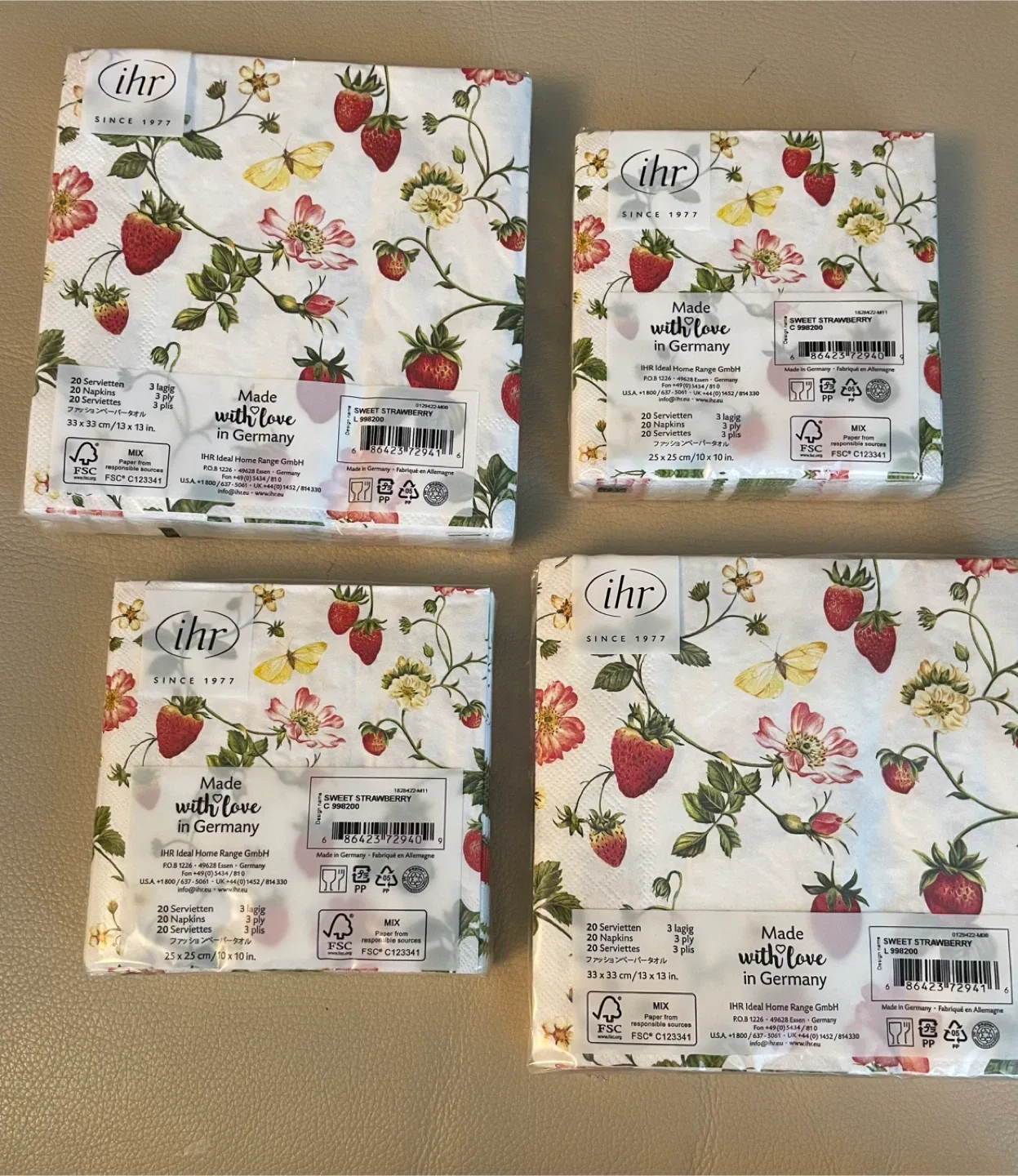 Premier  Strawberry Paper Napkins Bundle of 4 packages NEW image indicator(2)