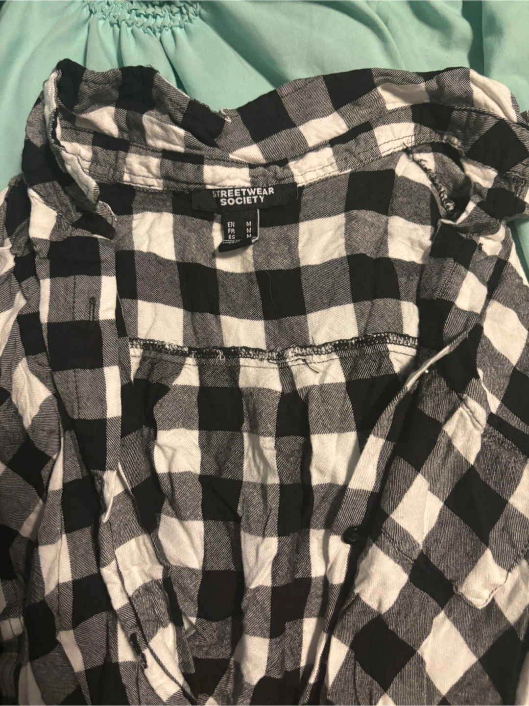 Streetwear Society Black & White Plaid Shirt - Size M - photo 2