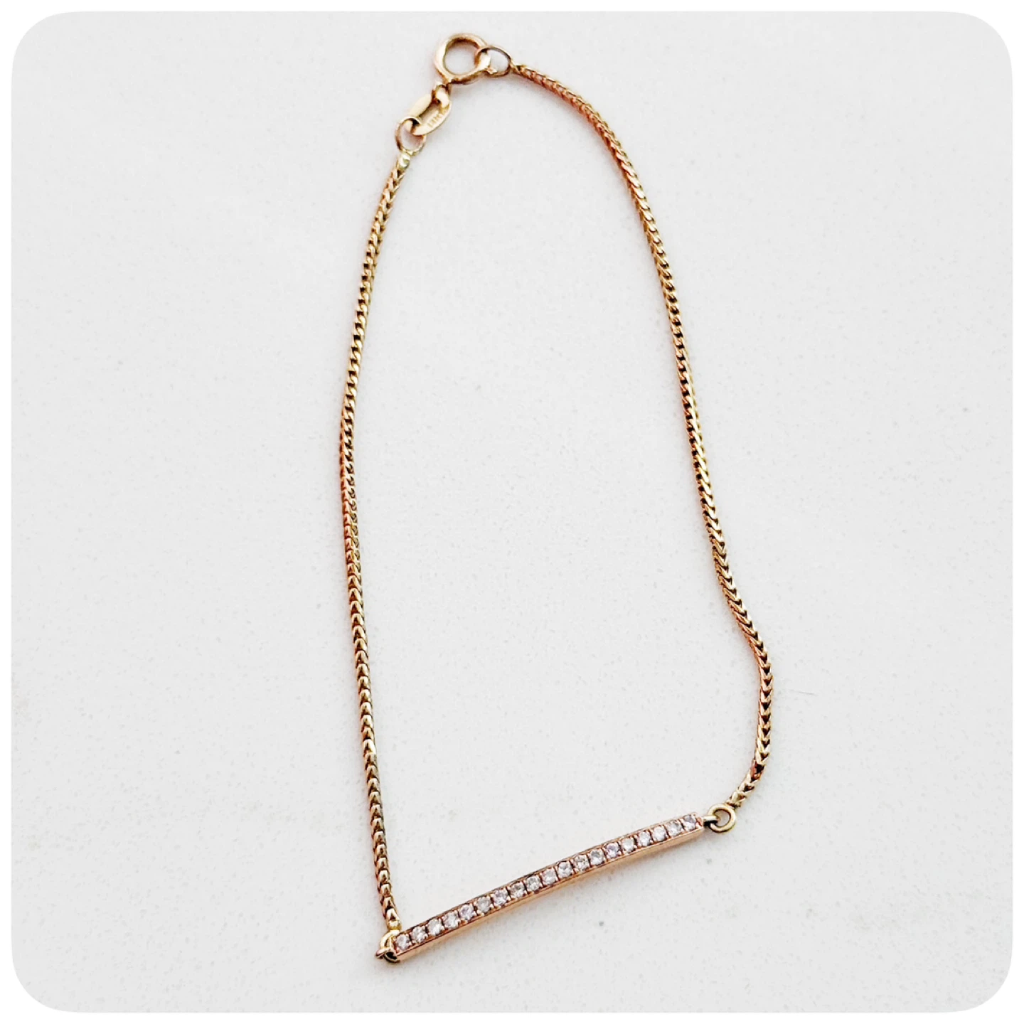 14K ROSE GOLD 19 PAVE DIAMONDS BRACELET 17CM - BRAND NEW - photo 2